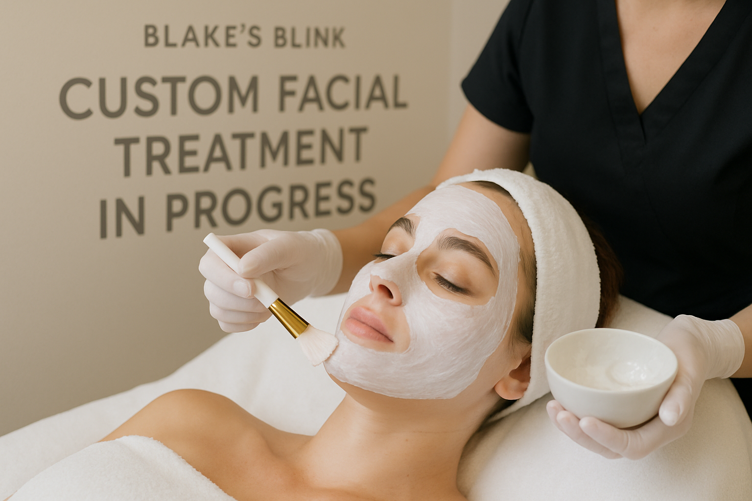 Custom facial treatment in progress at Blakes Blink
